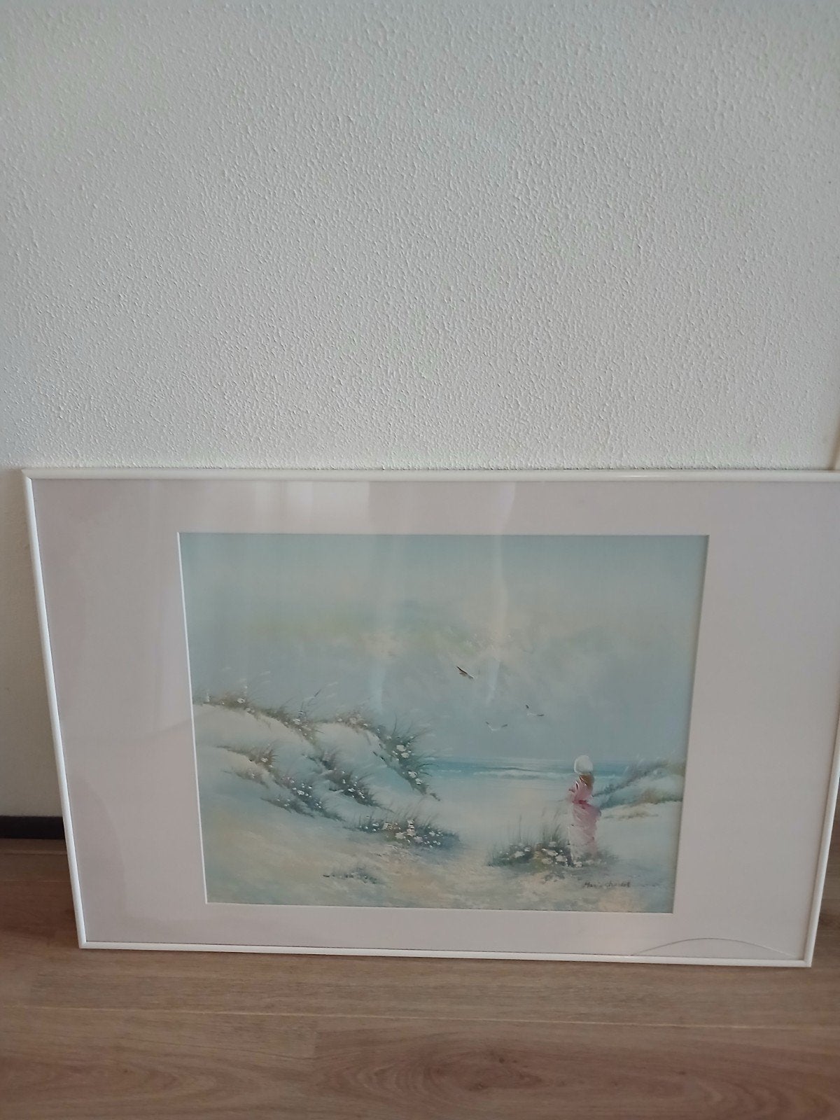 Olieverfschilderij gesigneerd Marie Charlott witte lijst, Ophalen, Schilderij