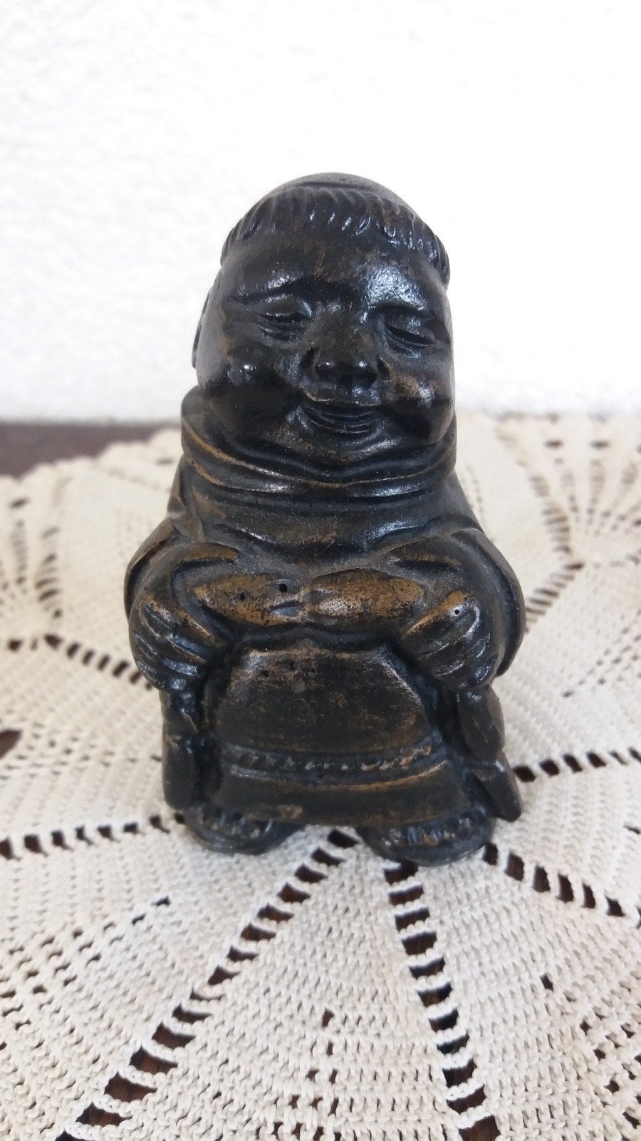 vintage hardhouten monnik hoogte 7 cm, Ophalen of Verzenden
