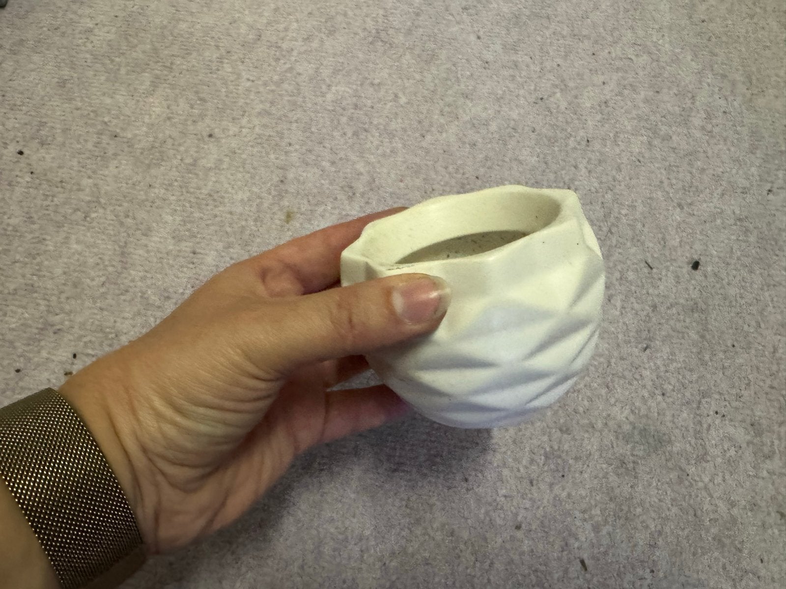 Witte geometrische pot/plantenbakje, Tuin en Terras, Ophalen, Zo goed als nieuw, Overige vormen