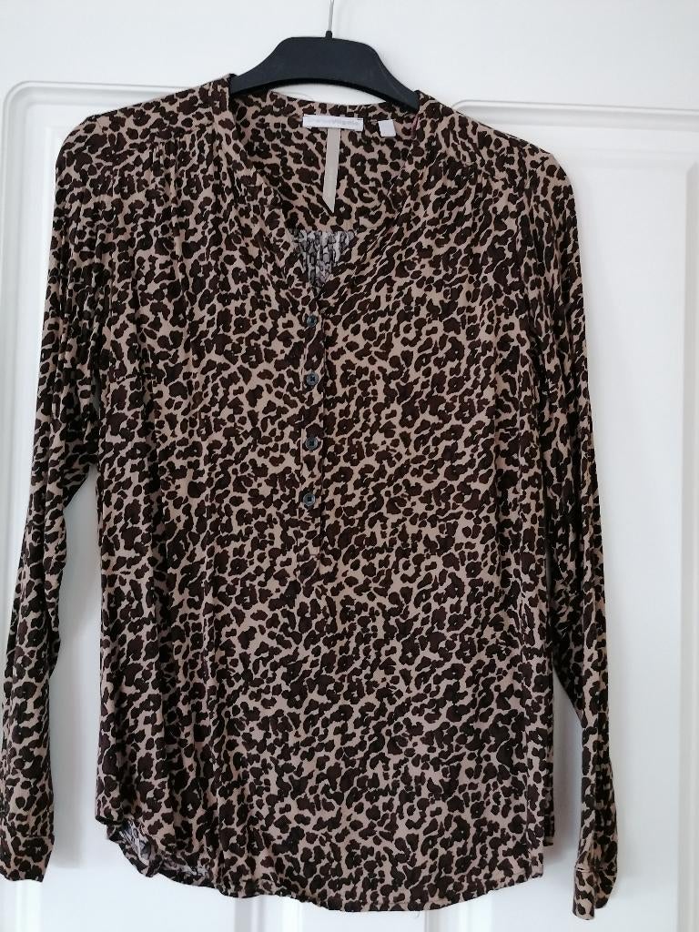Leuke tijgerprint blouse, Ophalen of Verzenden, Zo goed als nieuw, Maat 38/40 (M), Bruin