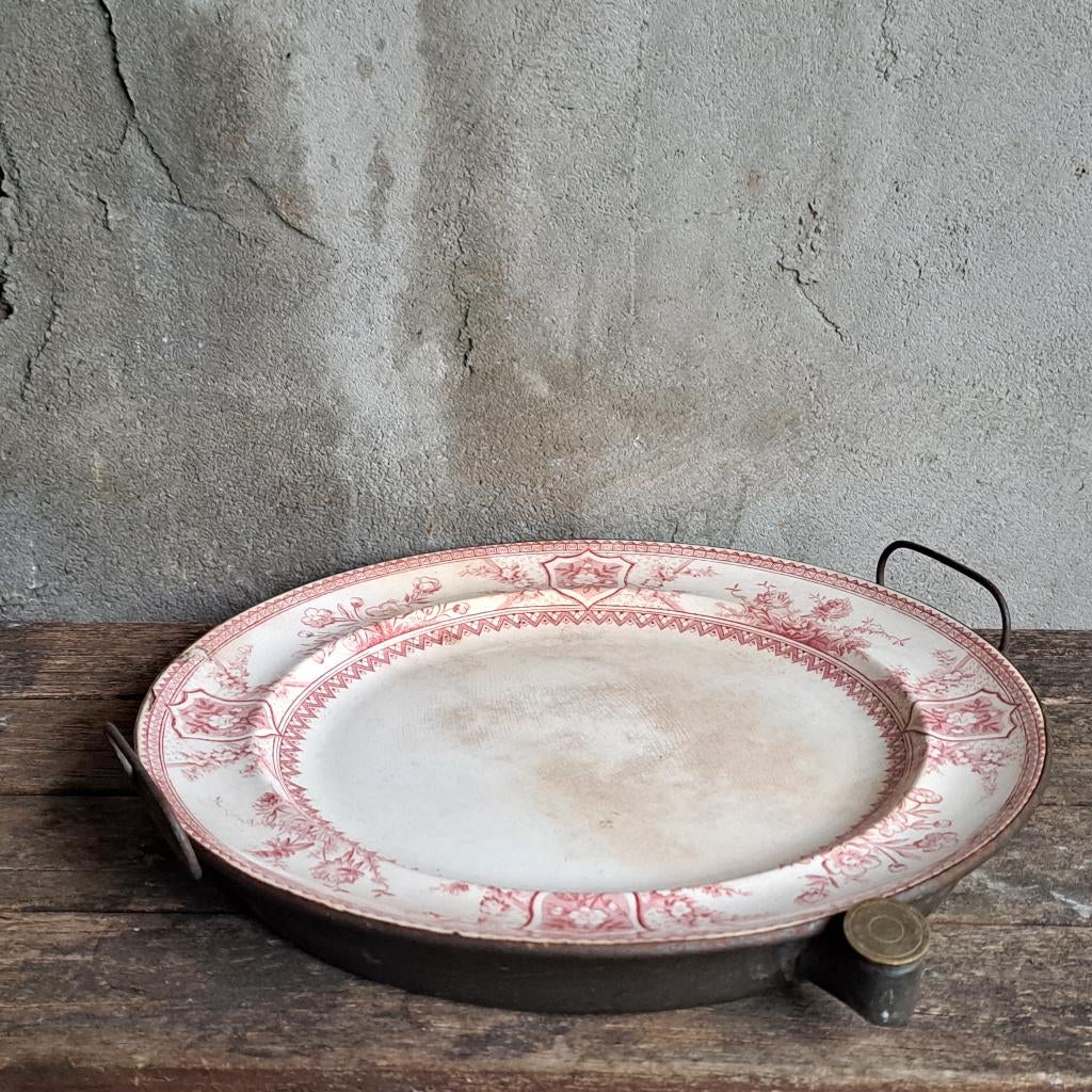 Oud brocante Frans metalen warmhoudplaat warmhoudbord Etage3, Gebruikt, ., Ophalen of Verzenden, .