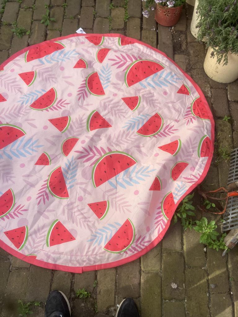 opvouwbare strandmat of picknickdeken - watermeloenprint, Caravans en Kamperen, Ophalen of Verzenden, Zo goed als nieuw