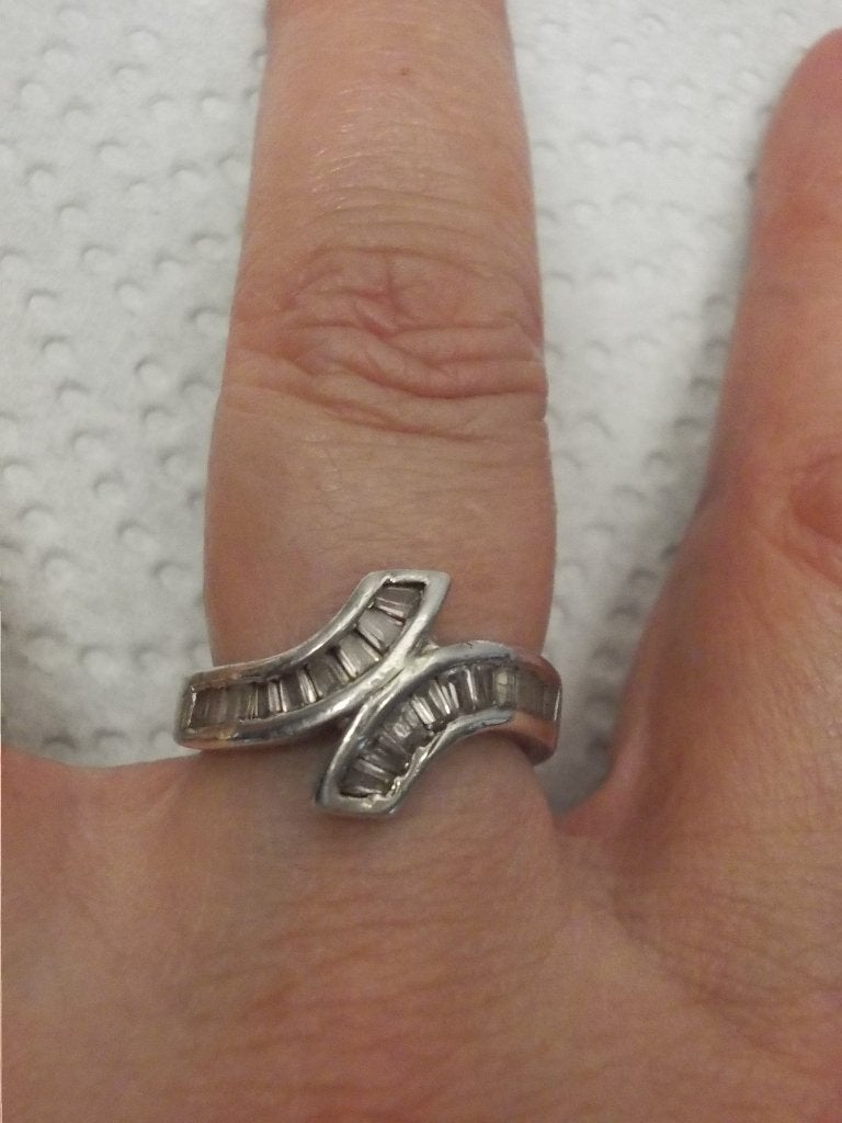 zilveren vintage ring met steentjes maat krap 17 nr.082, Verzenden, Dame, Zilver, Zilver