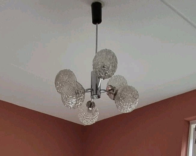 Vintage Spoetnik / Sputnik hanglamp (Richard Essig), Ophalen, Gebruikt, Glas
