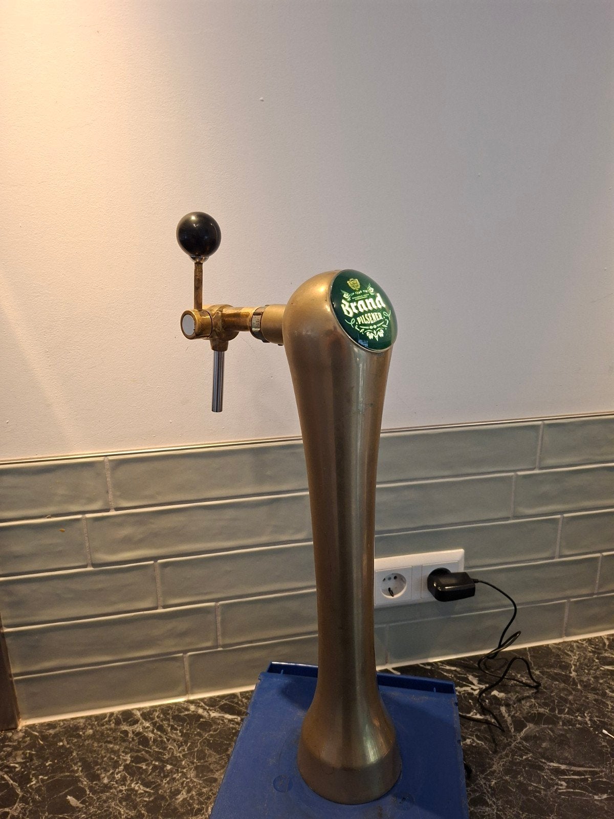 tapzuil biertap bierzuil messing brand met verlichting, Ophalen of Verzenden, Gebruikt, Overige merken