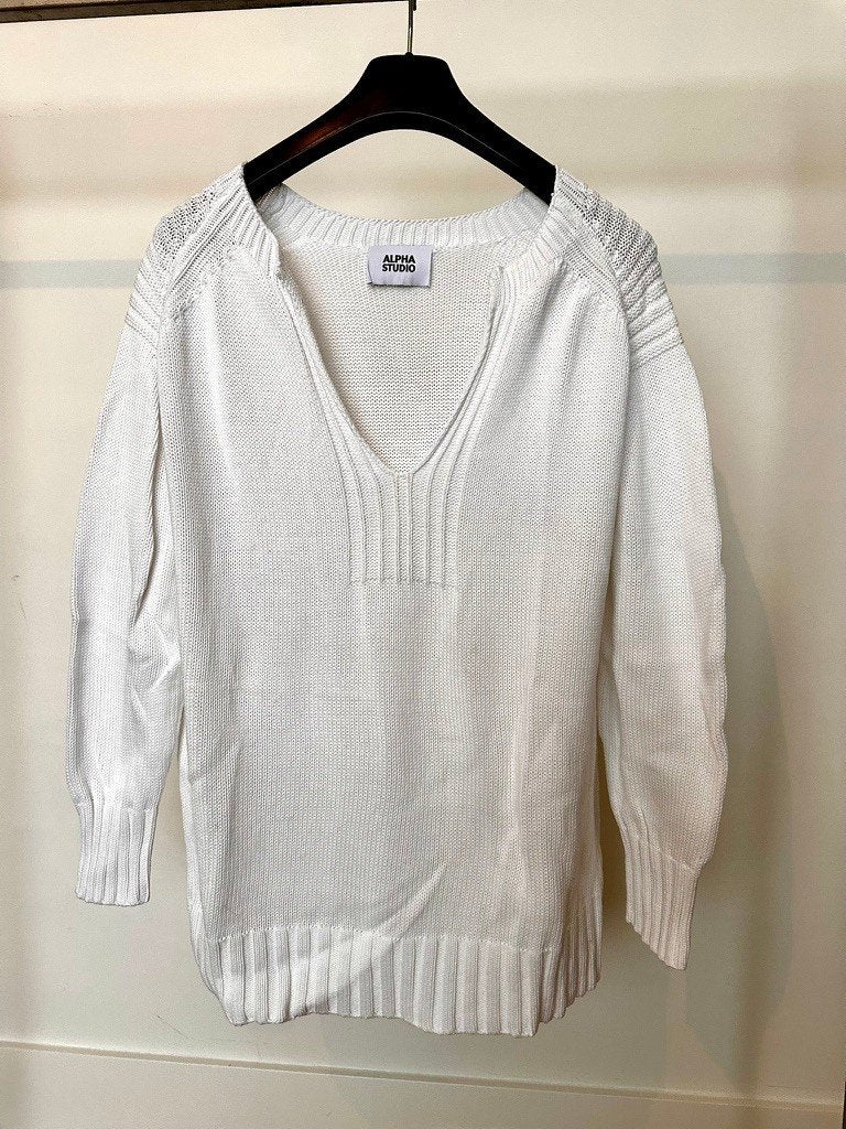 Studio Alpha katoenen oversized trui maat 40, Maat 38/40 (M), Verzenden, Wit, Zo goed als nieuw