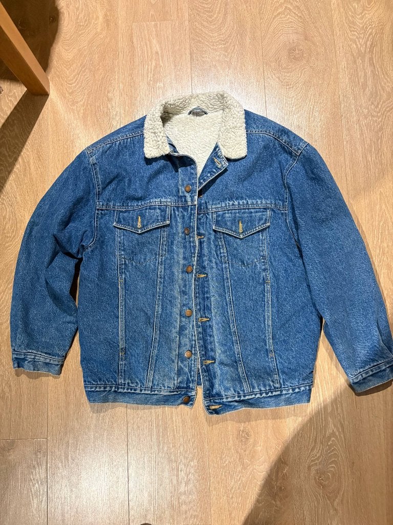 Vintage gevoerde spijkerjas, Kleding | Heren, Ophalen of Verzenden, Gedragen, Maat 52/54 (L), Blauw