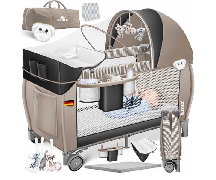 Babybedje Kidiz - Reisbedje met matras en accessoires, Ophalen, Zo goed als nieuw, Reisbedje