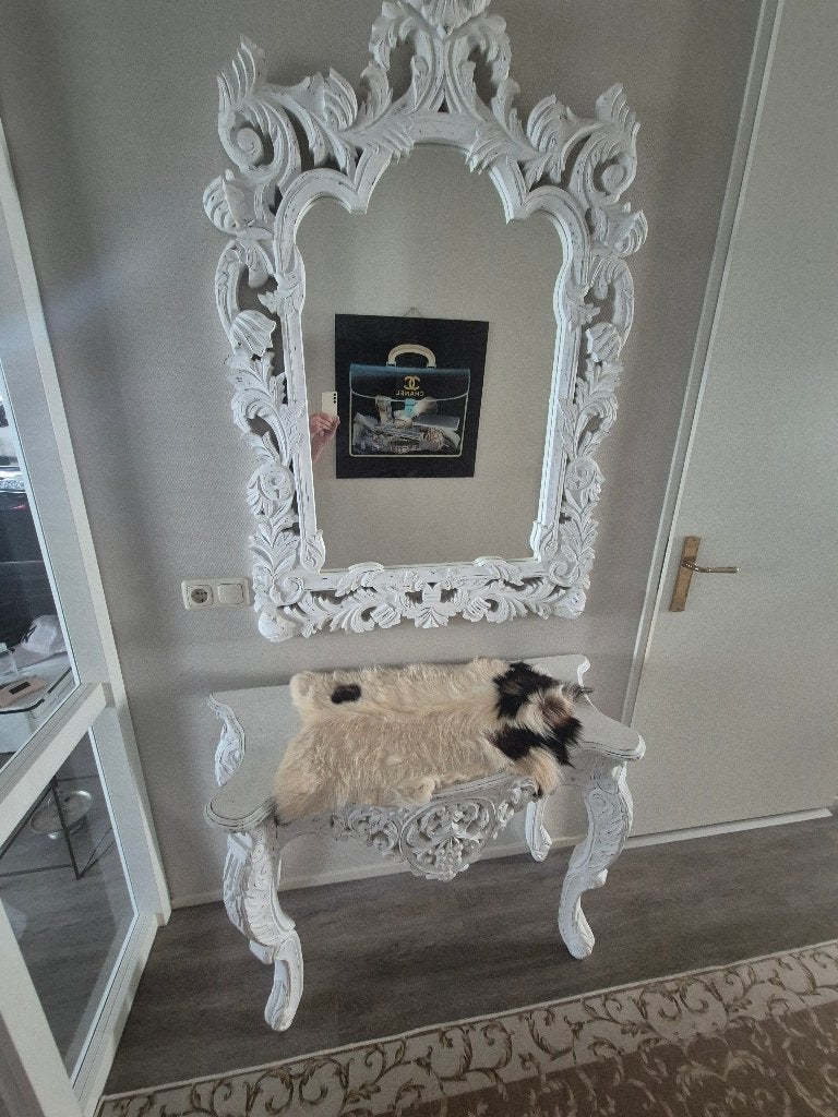 Sidetable + (spiegel), Huis en Inrichting, Tafels | Sidetables, Ophalen, 50 tot 100 cm, Barock, Zo goed als nieuw