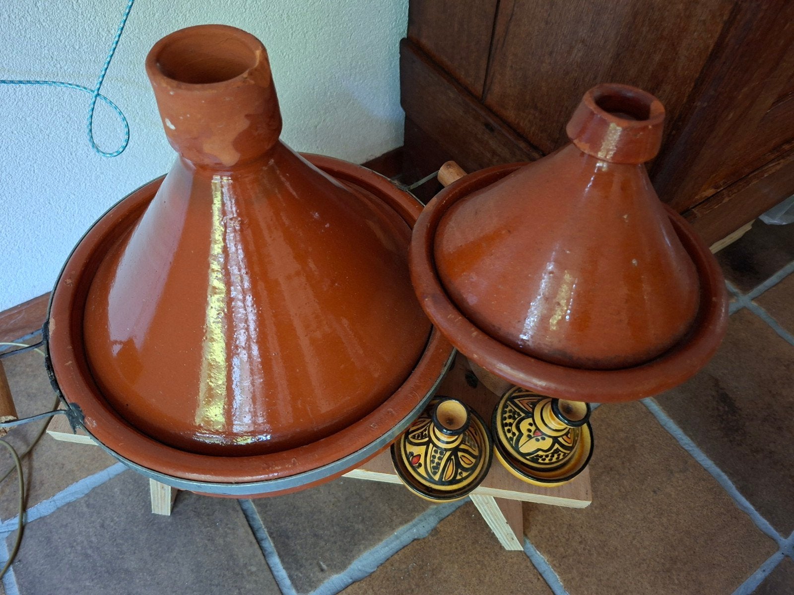 Tajine set - 2 tajines en 2 schaaltjes, Ophalen, Gebruikt, Met deksel, Tajine