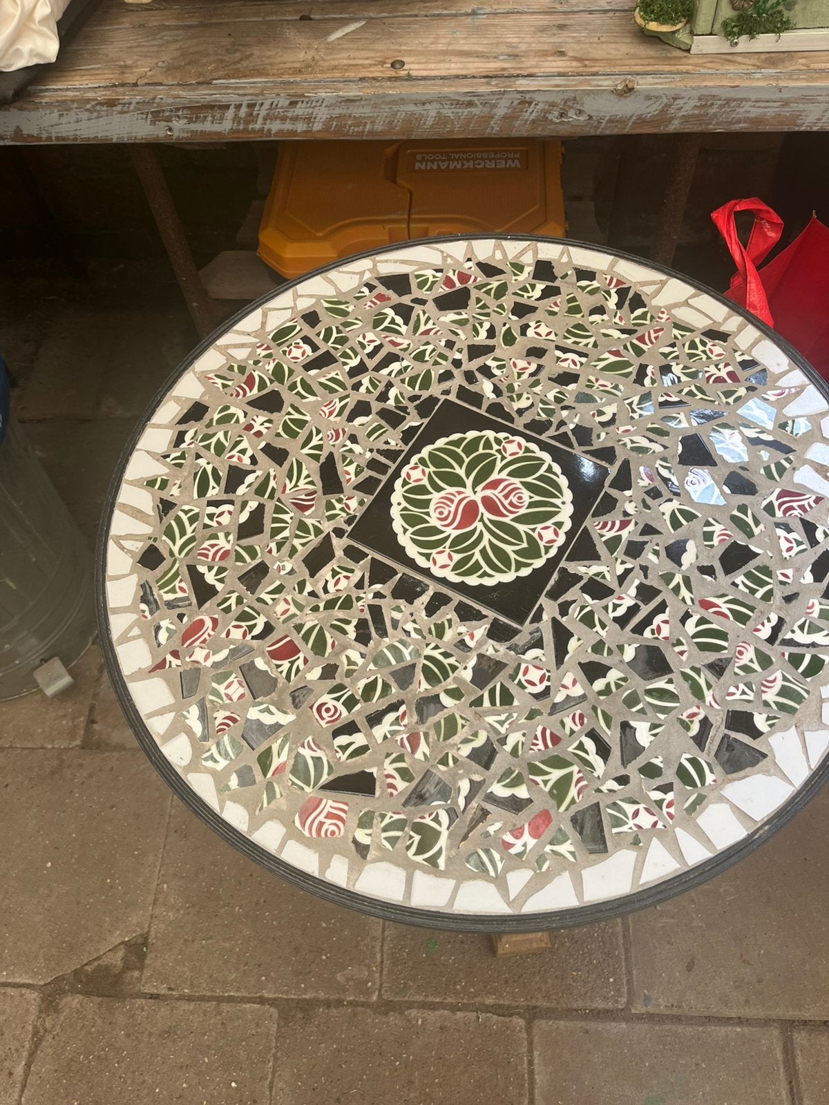 Bijzettafel mozaïek, Ophalen, Zo goed als nieuw, Rond, 60 cm of meer