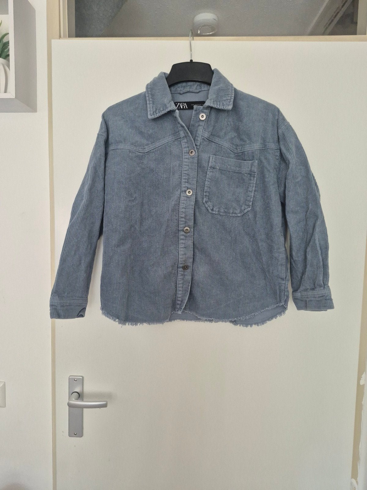 Oversized ribfluwelen blouse van Zara, Maat 38/40 (M), Blauw, Zara, Ophalen of Verzenden