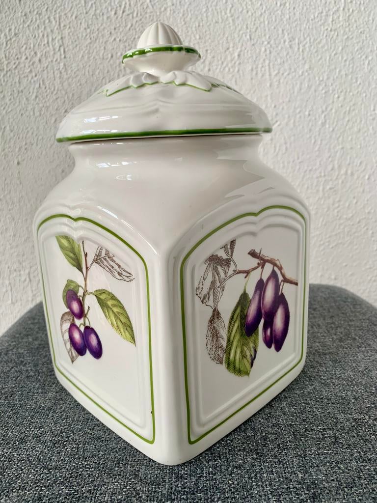 Villeroy & Boch koekjespot/voorraadpot met pruimenmotief, Overige typen, Ophalen of Verzenden, Zo goed als nieuw, Overige stijlen