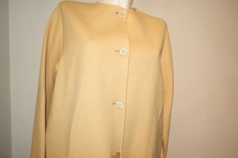 Max Mara heerlijke wollen coat knopen sluiting baggy model M, Maat 38/40 (M), Verzenden, Beige, Max Mara