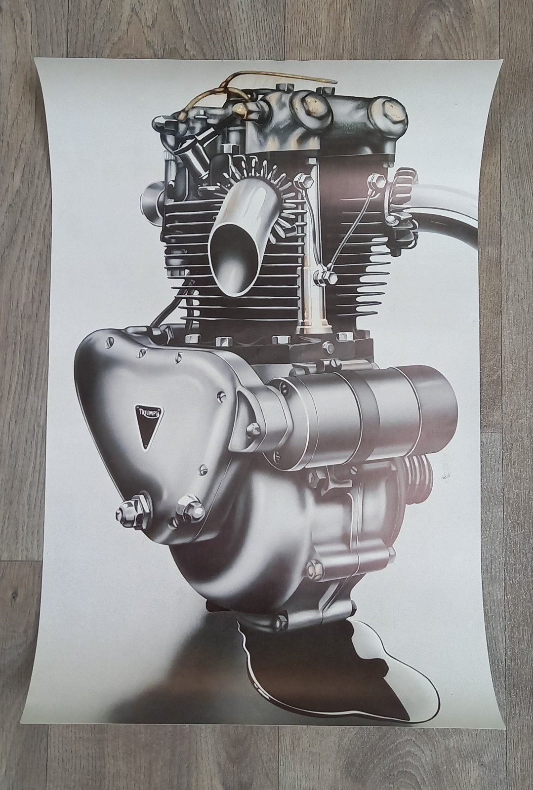 poster Triumph T110 motorblok, Ophalen of Verzenden, Triumph