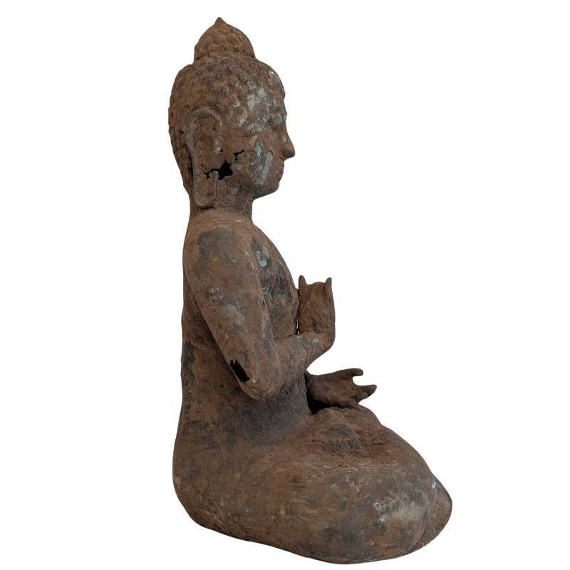 Bronzen Boeddhabeeld uit Birma – vermoedelijk 17e/18e eeuw, Gebruikt, Ophalen of Verzenden, Bruin, Overige materialen