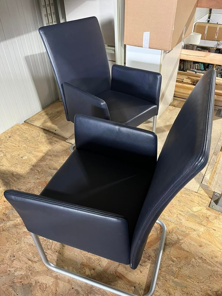 4 Walter Knoll stevige eetkamerstoelen., Huis en Inrichting, Stoelen, Ophalen of Verzenden, Zo goed als nieuw, Blauw