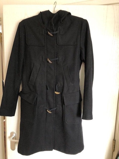 Te koop zwarte wollen dames winterjas maat S merk Benetton, Ophalen, Benetton, Zwart, Zo goed als nieuw