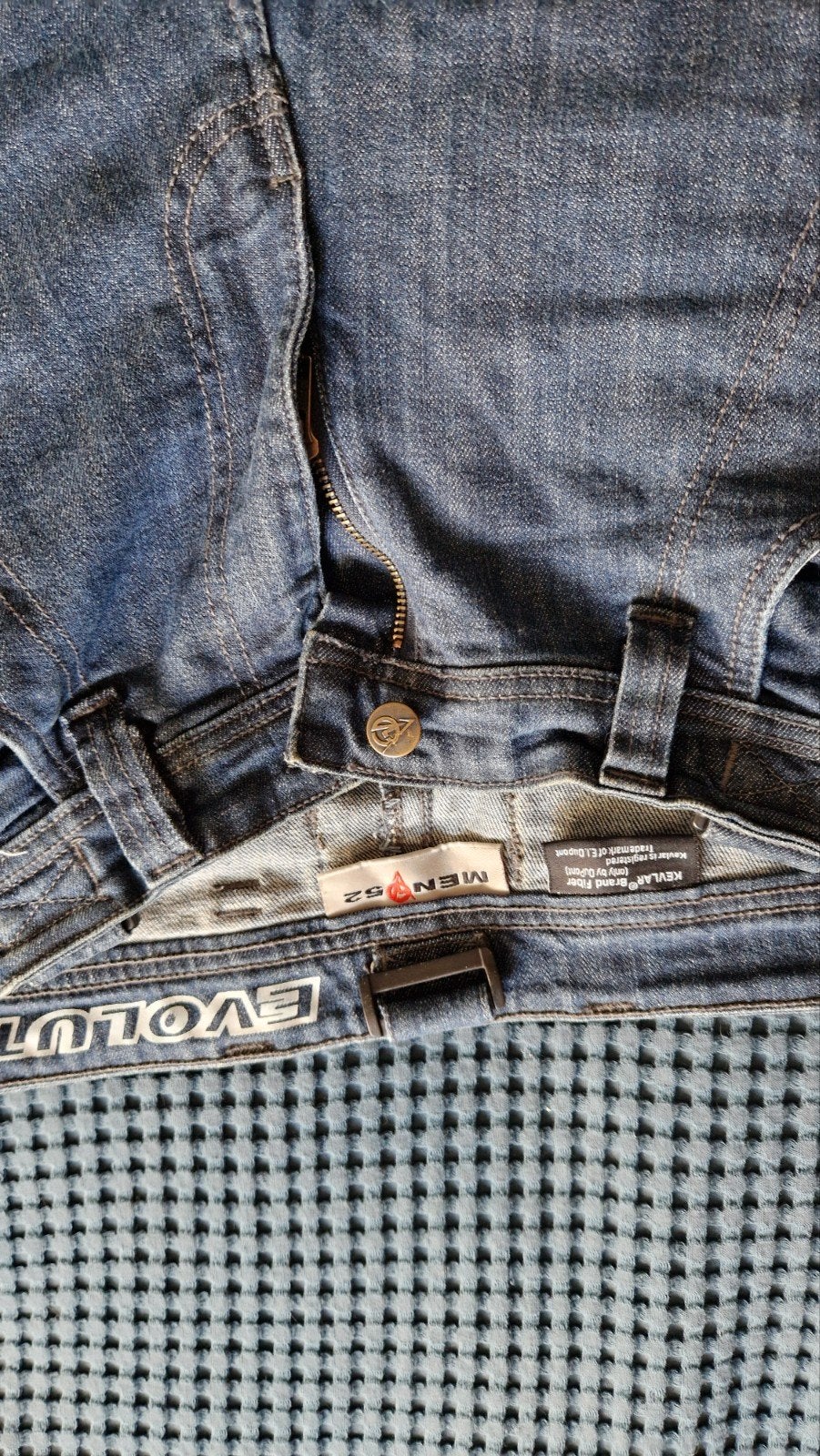 Motorbroek Evolution spijkerbroek met Kevlar met 52, Ophalen, Zo goed als nieuw, Blauw, W36 - W38 (confectie 52/54)