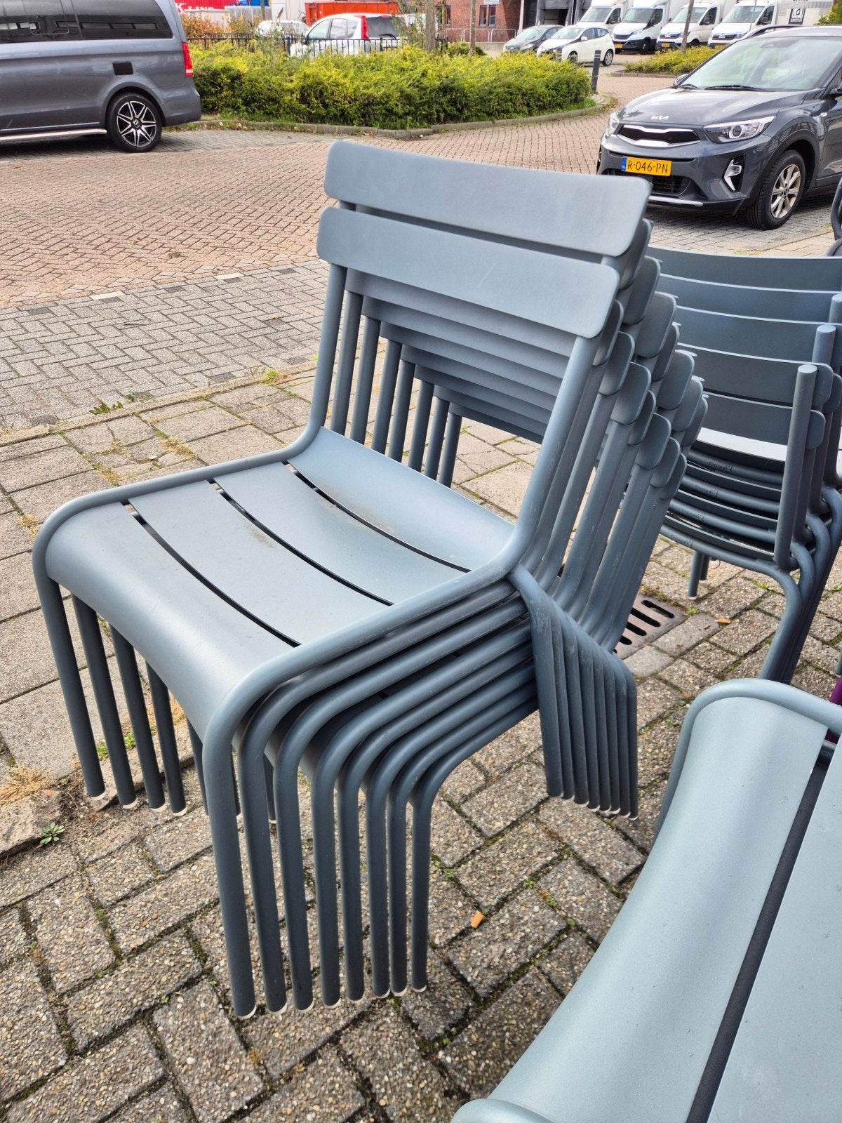 gebruikte fermob Luxembourg stoelen storm grijs, Ophalen, Gebruikt, Aluminium