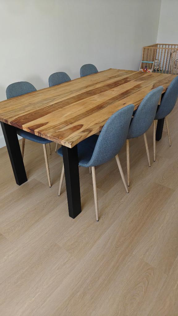 Eettafel Xooon met zes stoelen, Gebruikt, 100 tot 150 cm, Vijf personen of meer, 150 tot 200 cm