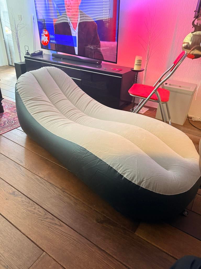 Froyak opblaasbare loungestoel - Zitzak - Zwart/Wit, Ophalen of Verzenden, Zo goed als nieuw, Zwart, Zitzakstoel