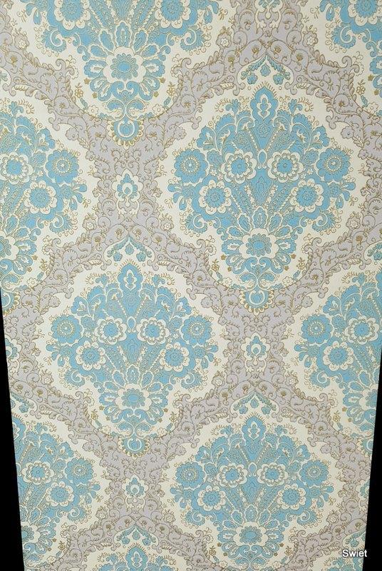5634 klassiek blauw barok vintage behang ornamenten Swiet, Verzenden, Grijs