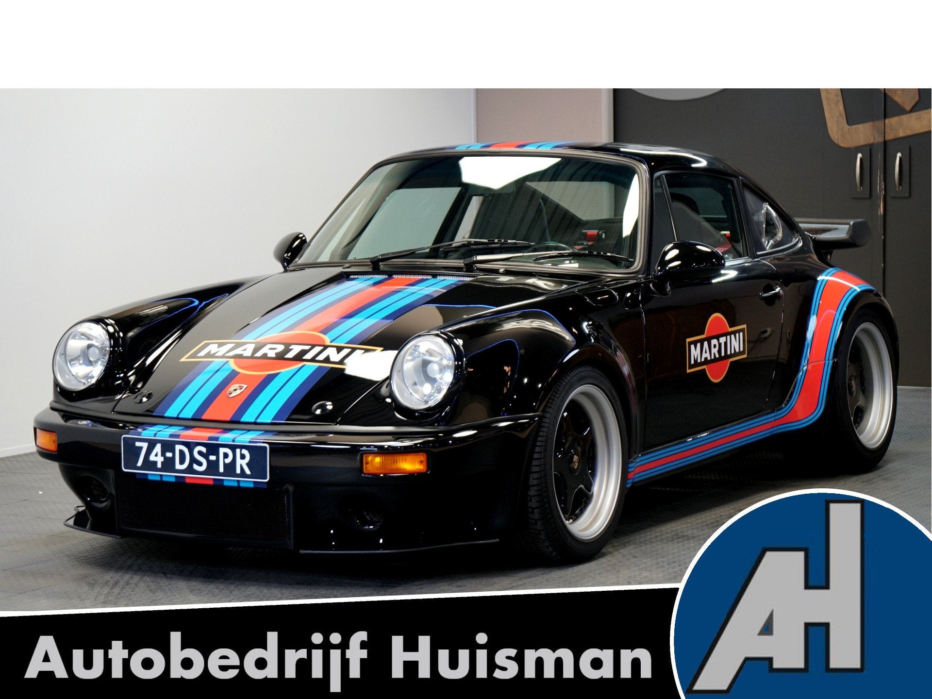 Porsche 911 3.5 Twin Turbo Outlaw Martini Racing – 500 pk, Auto's, Oldtimers, Lederen bekleding, Achterwielaandrijving, Zwart