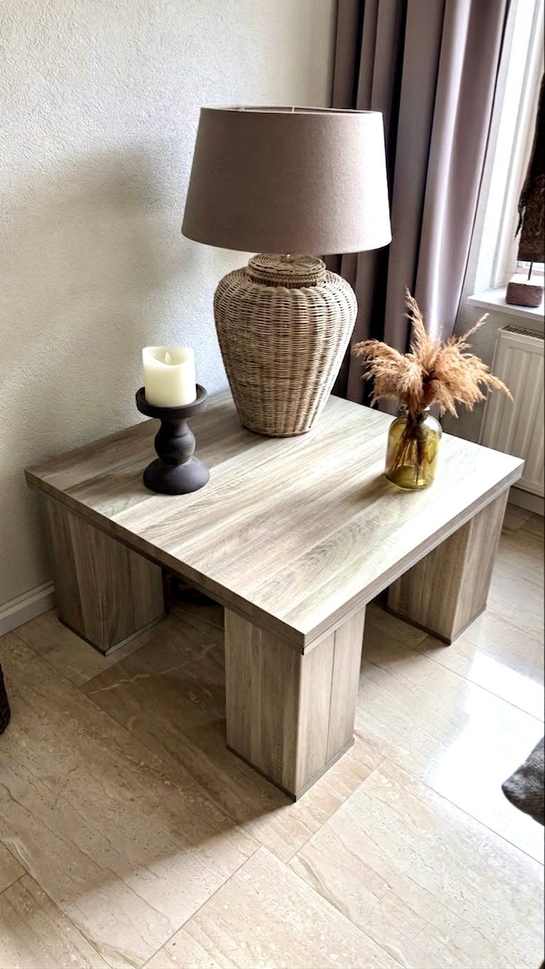 Hoektafel met geborsteld aluminium rand 78x78x43cm, 50 tot 100 cm, Vierkant, 50 tot 100 cm, Zo goed als nieuw