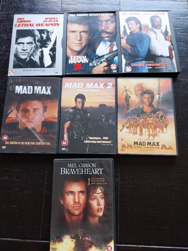 Mel Gibson DVD Collectie: Lethal Weapon, Mad Max, Braveheart, Gebruikt, Vanaf 16 jaar, Frans, Actie