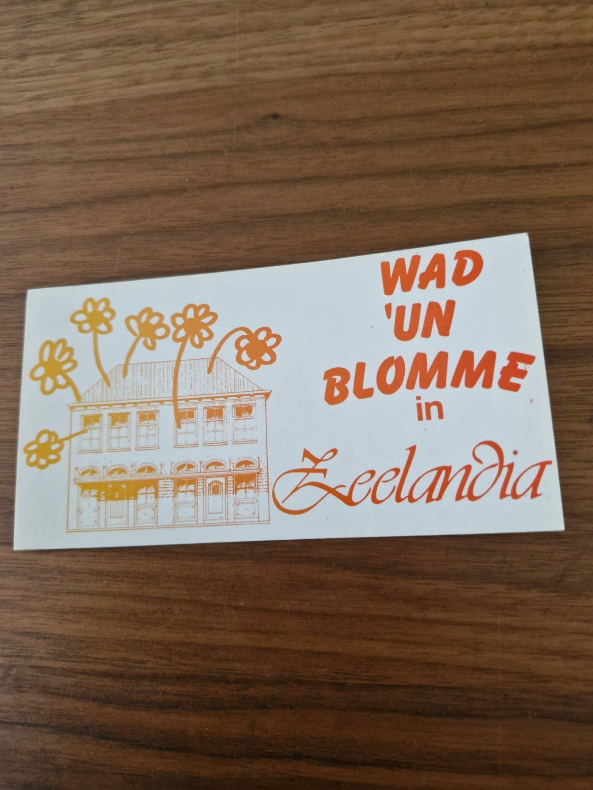10723 Vintage Sticker "Wad 'un Blomme in Zeelandia", Ophalen of Verzenden, Gebruikt