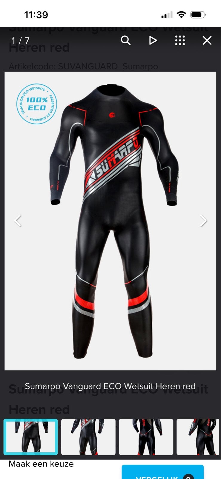 Sumarpo Eco Triathlon Wetsuit MT - Zo goed als nieuw, Ophalen, Zo goed als nieuw, Heer, Wetsuit