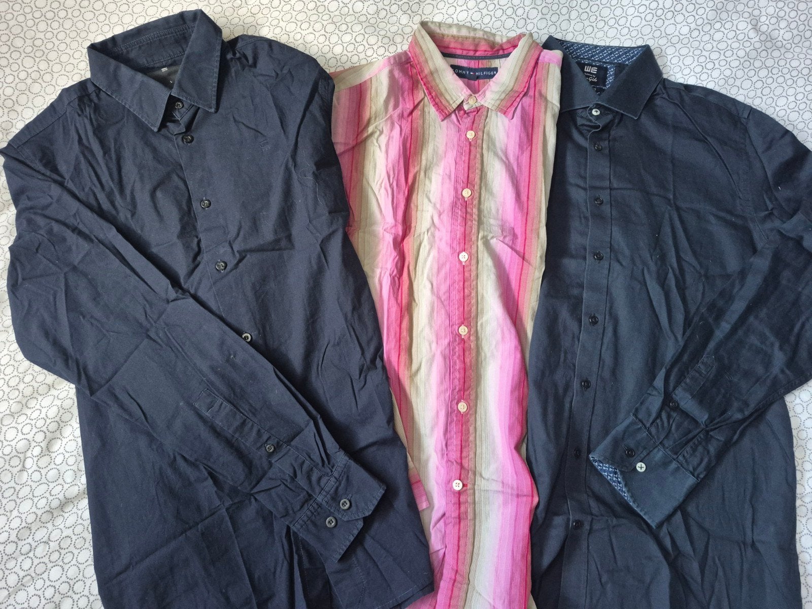 3x heren merk overhemden o.a G-Star mt L, Zwart, Tommy Hilfiger, Ophalen of Verzenden, Zo goed als nieuw