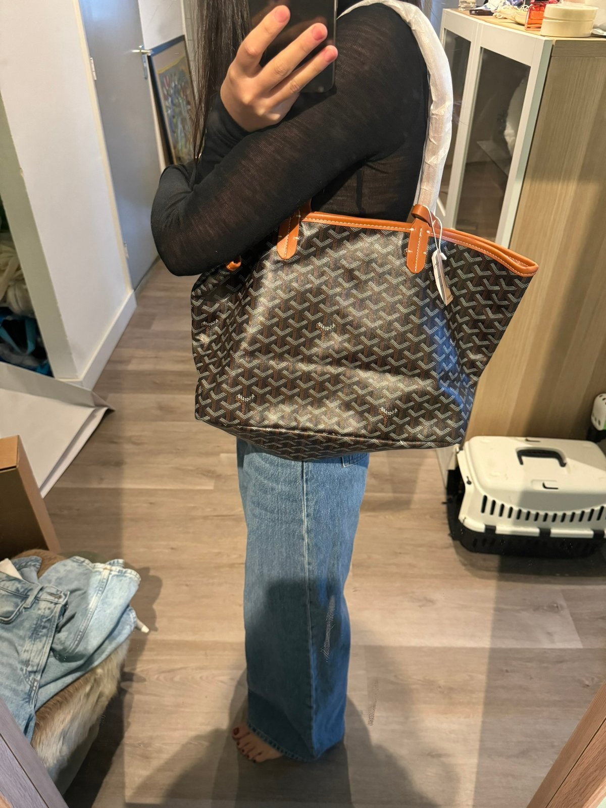 Goyard Bag Brown Medium Canvas Tote Bag, Ophalen of Verzenden, Nieuw, Bruin, Shopper