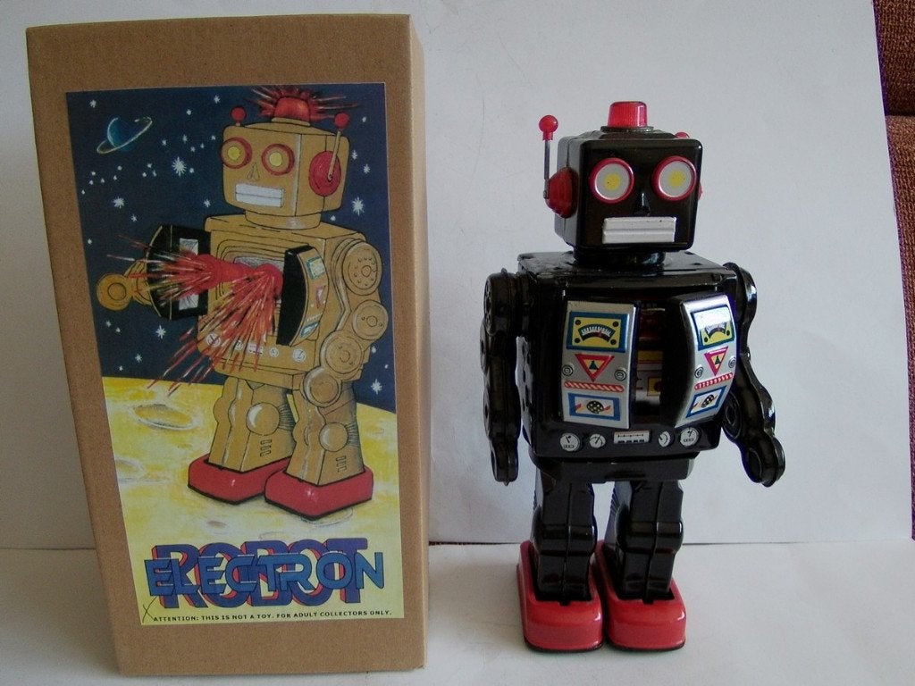Oude blikken Electron Robot met Doos, China, jaren''2000''s, Ophalen of Verzenden, Zo goed als nieuw