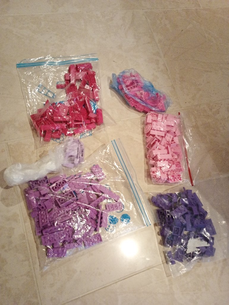 Lego blokjes paars en roze, Gebruikt, Lego, Friends, Ophalen of Verzenden