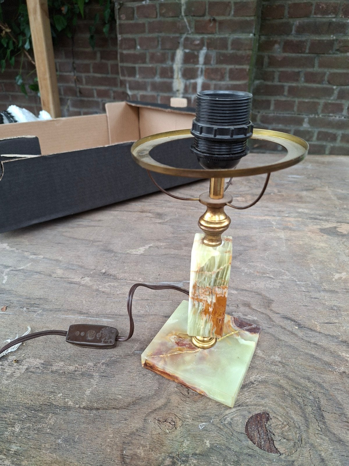 Tafellamp met marmeren voet - Vintage stijl, Ophalen of Verzenden
