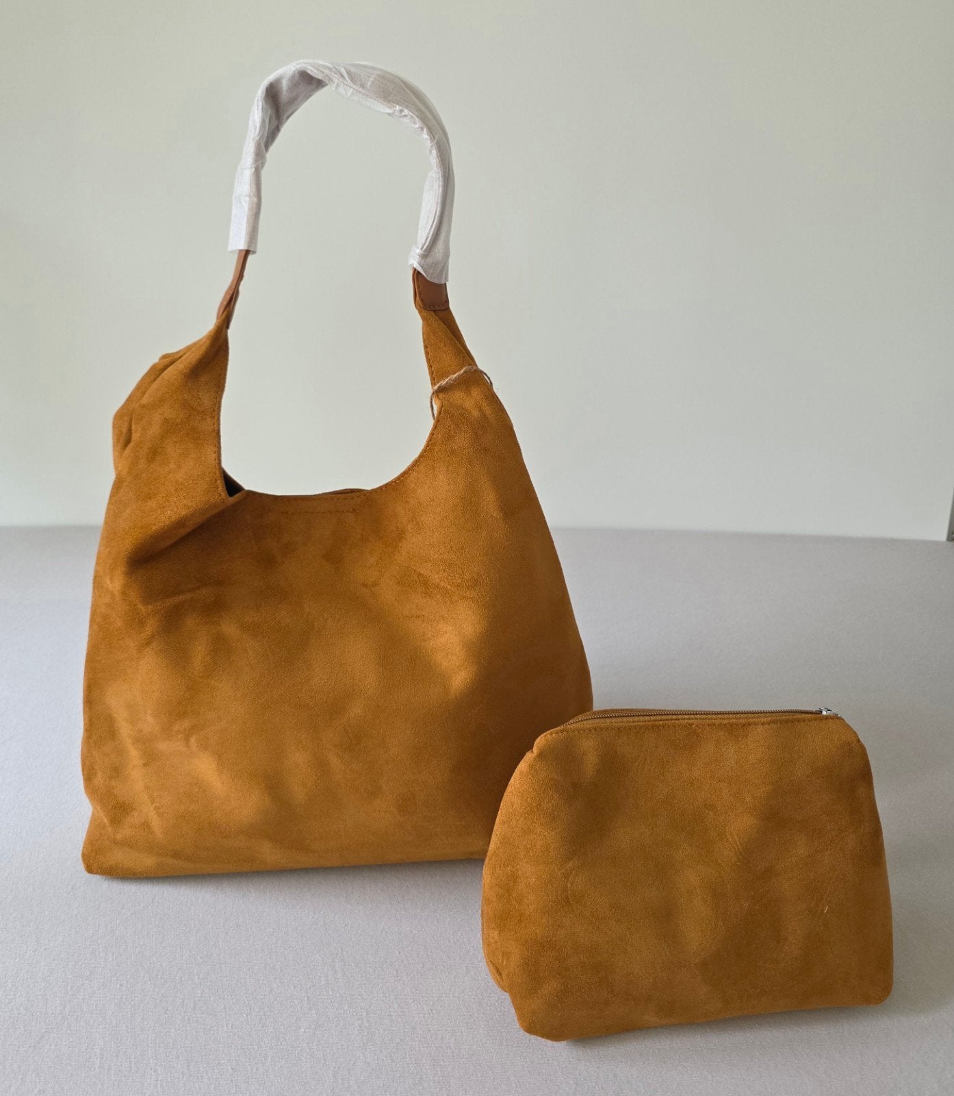 MiHella Handtas Shopper Suede Look Bruin met Clutch, Bruin, Verzenden, Shopper, Onbekend