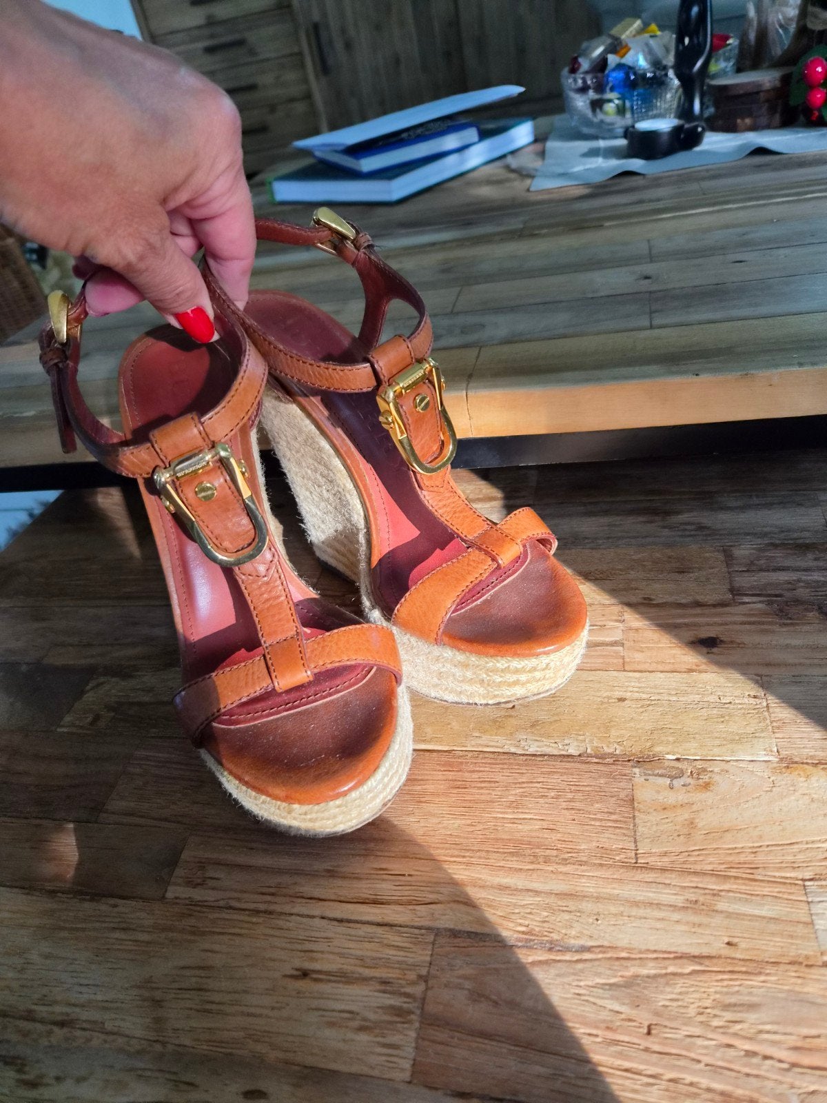 Burberry Espadrille Wedges, Bruin, Ophalen of Verzenden, Zo goed als nieuw, Burberry