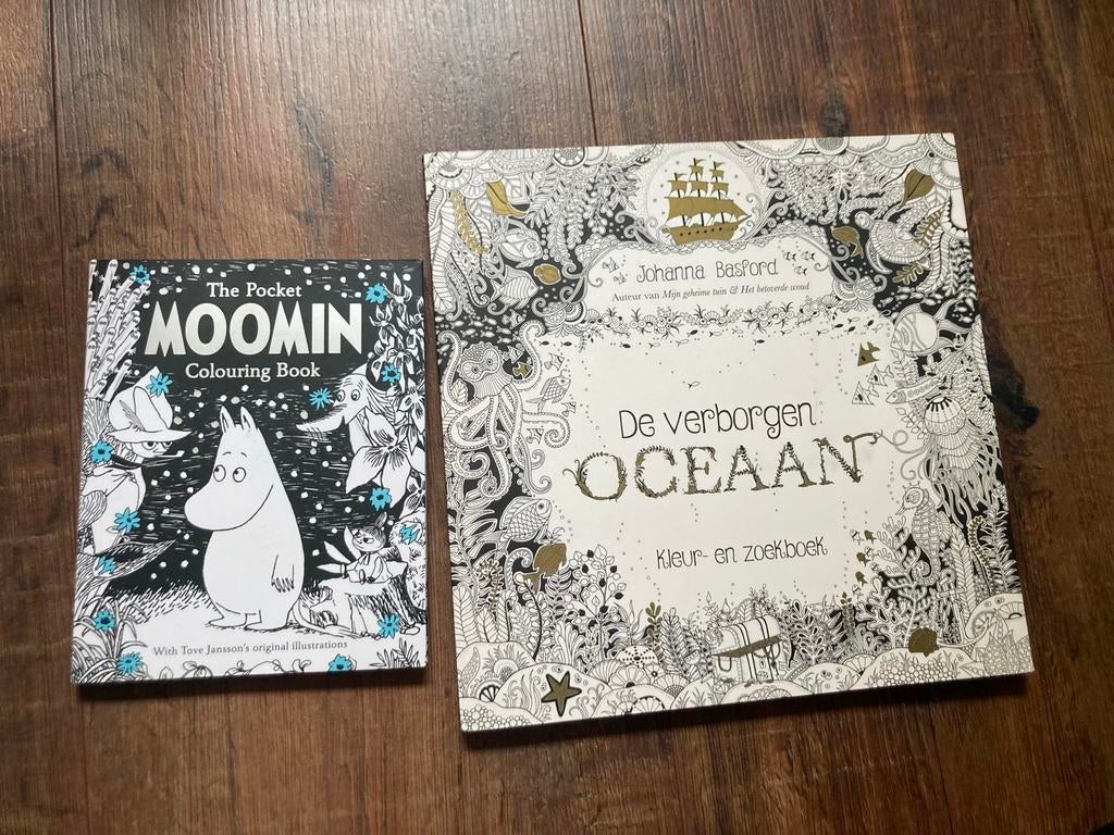 Moomin kleurboek en De verborgen oceaan kleur- en zoekboek, Ophalen of Verzenden, Gelezen, Overige onderwerpen, Geschikt voor kinderen