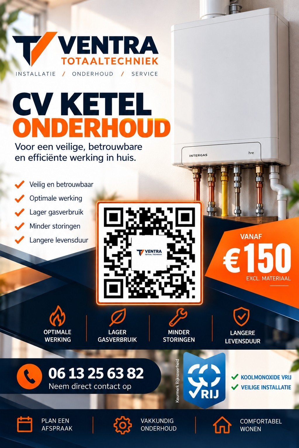 CV-KETEL ONDERHOUD VANAF €150 | CO-VRIJ GECERTIFICEERD |, Ophalen of Verzenden