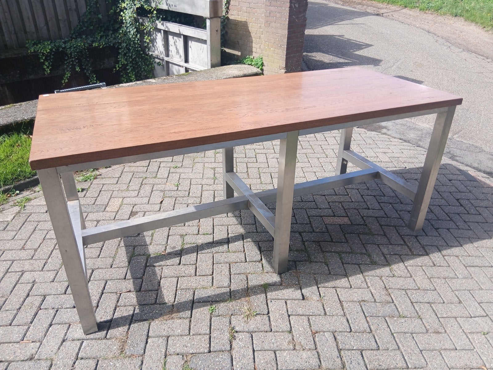 Bartafel 235x100 cm met rvs. onderstel, Ophalen, Gebruikt