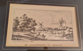 Ets Sassenpoort Zwolle, Ophalen, 25 cm, Ingelijst, 29 cm