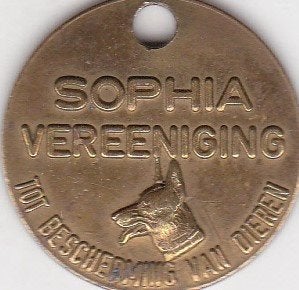 SOPHIA VEREENIGING TOT BESCHERMING VAN DIEREN AMSTERDAM, Postzegels en Munten, Penningen en Medailles, Ophalen of Verzenden, Overige materialen