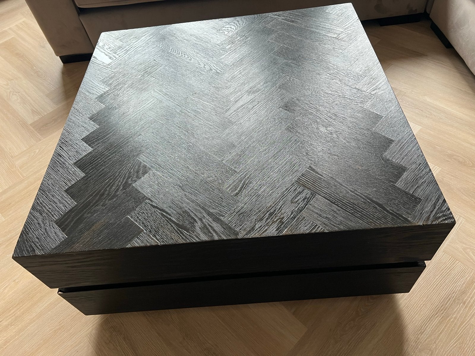 Richmond Interiors Blackbone salontafel visgraat zilver, Huis en Inrichting, Tafels | Salontafels, Ophalen, Gebruikt, Vierkant
