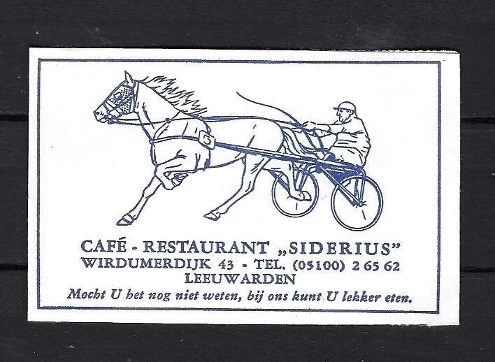 920 Leeuwarden cafe rest SIDERIUS, Ophalen of Verzenden, Nederland