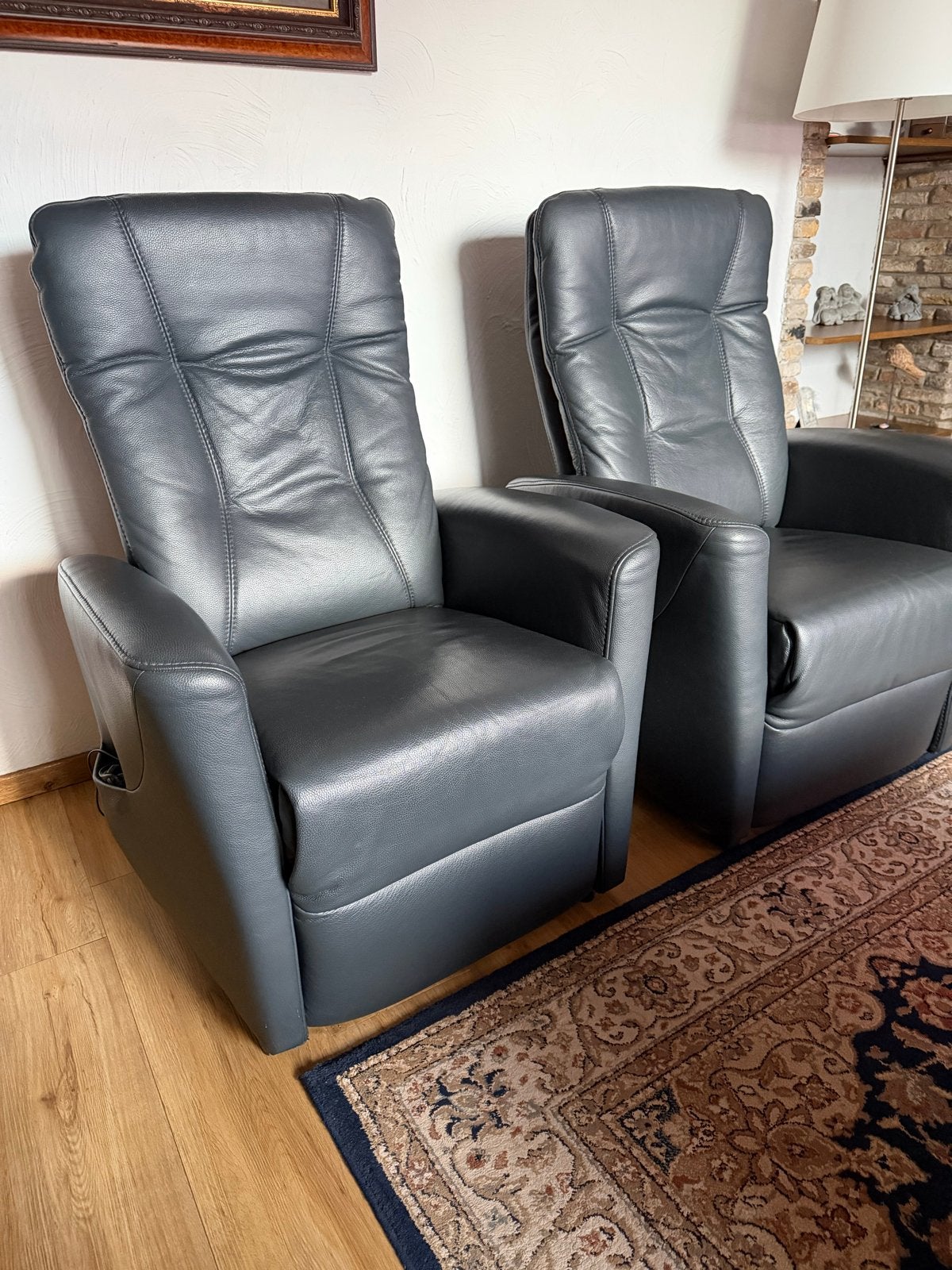 Leren relaxfauteuils met elektrische verstelling (2 stuks), Ophalen, Gebruikt, 50 tot 75 cm, Leer