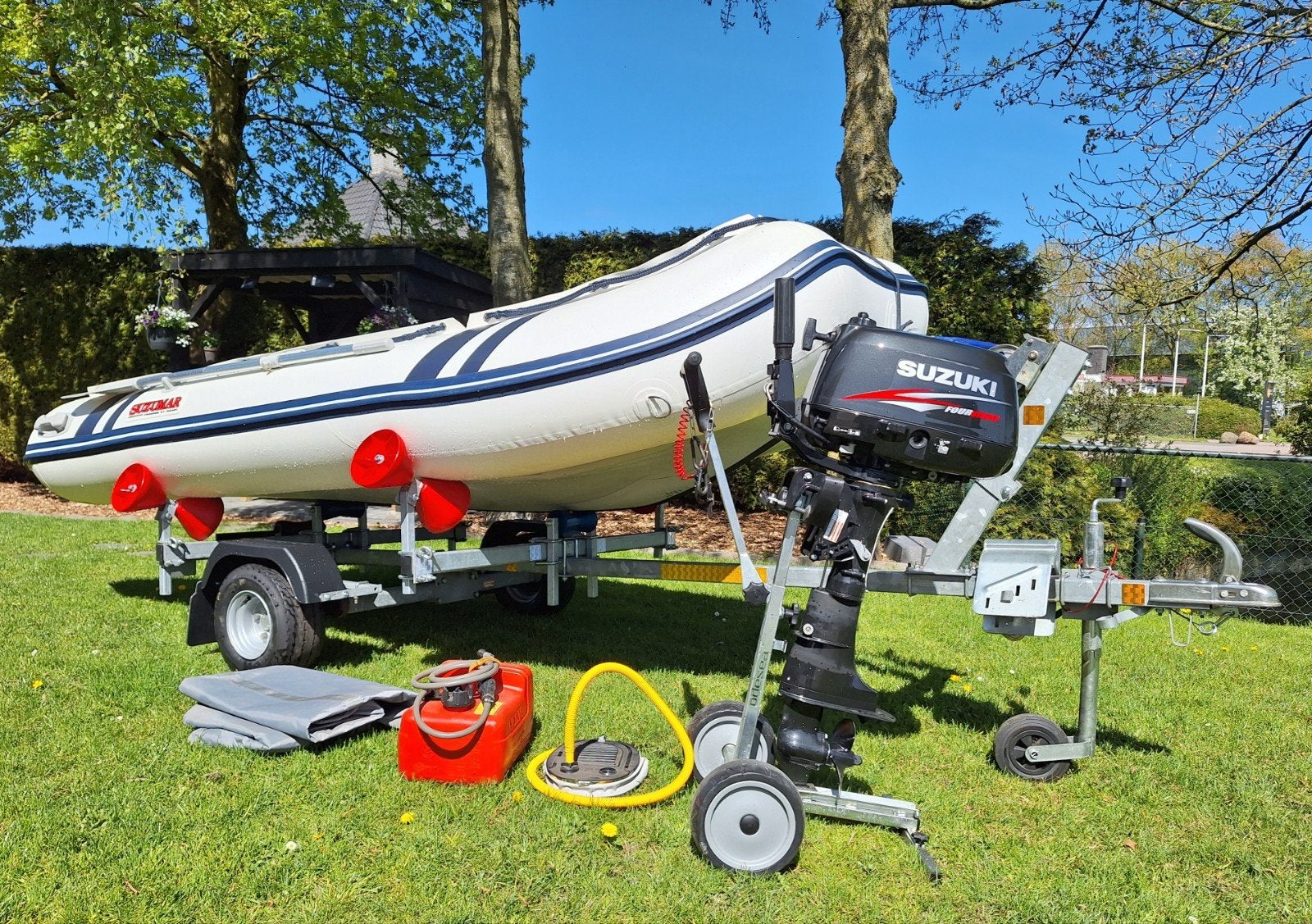 - SUZUMAR MX 360/SUZUKI BUITENBOORDMOTOR  6 PK/TRAILER -, Ophalen of Verzenden, Zo goed als nieuw