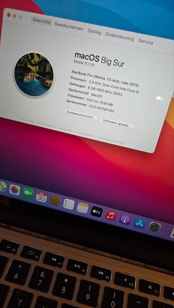 Macbook pro late 2013, Ophalen of Verzenden, 13 inch, MacBook Pro, 2 tot 3 Ghz