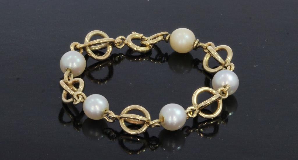 Baby kinder armband 14k goud design parels fraai, Met bedels of kralen, Voordeelsieraden, Verzenden, Zo goed als nieuw
